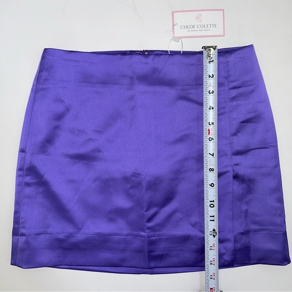 Chloe Colette Jenny Satin Mini Skirt Purple XS High Waist Party Clubwear - Picture 8 of 9